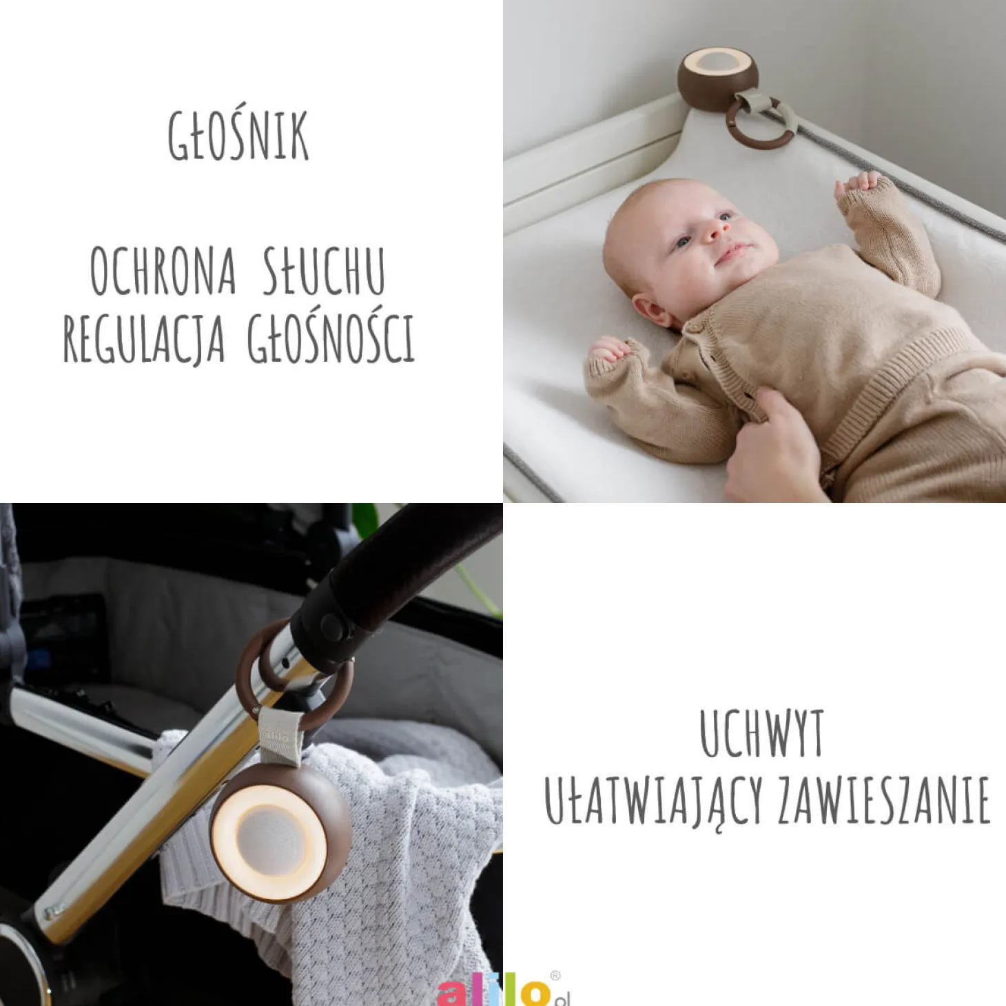 Alilo CocoNap W1 - odtwarzacz MP3 i lampka do karmienia - kokos