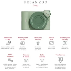 Aparat cyfrowy dla dzieci Urban Zoo - Dino Green