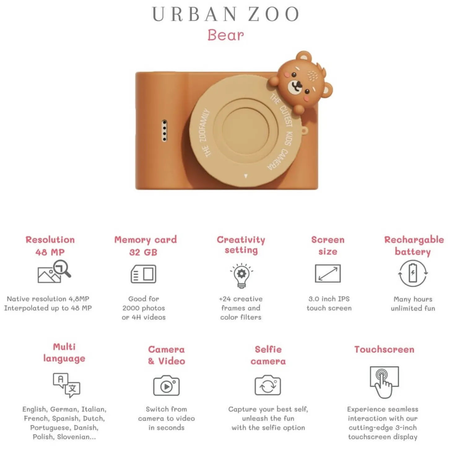 Aparat cyfrowy dla dzieci Urban Zoo - Bear