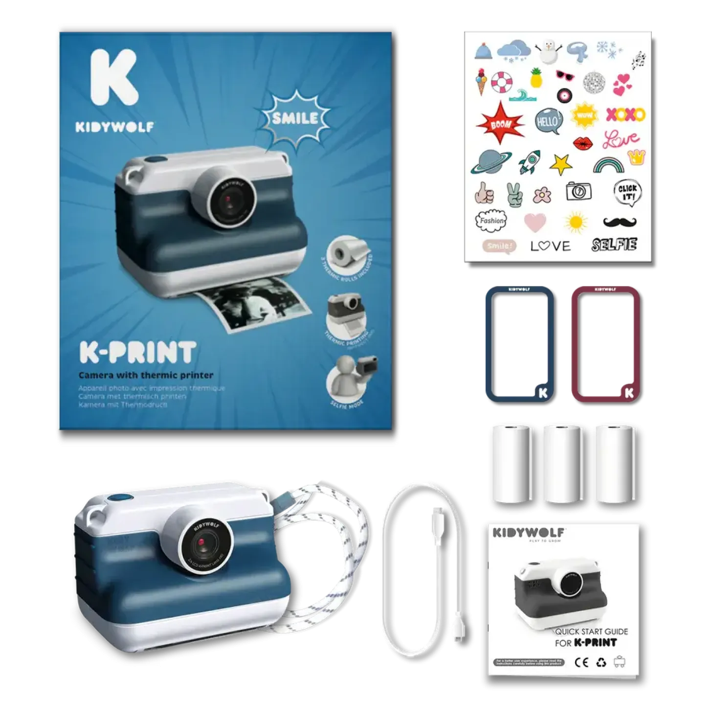 Aparat z drukarką dla dzieci K-PRINT - BLUE