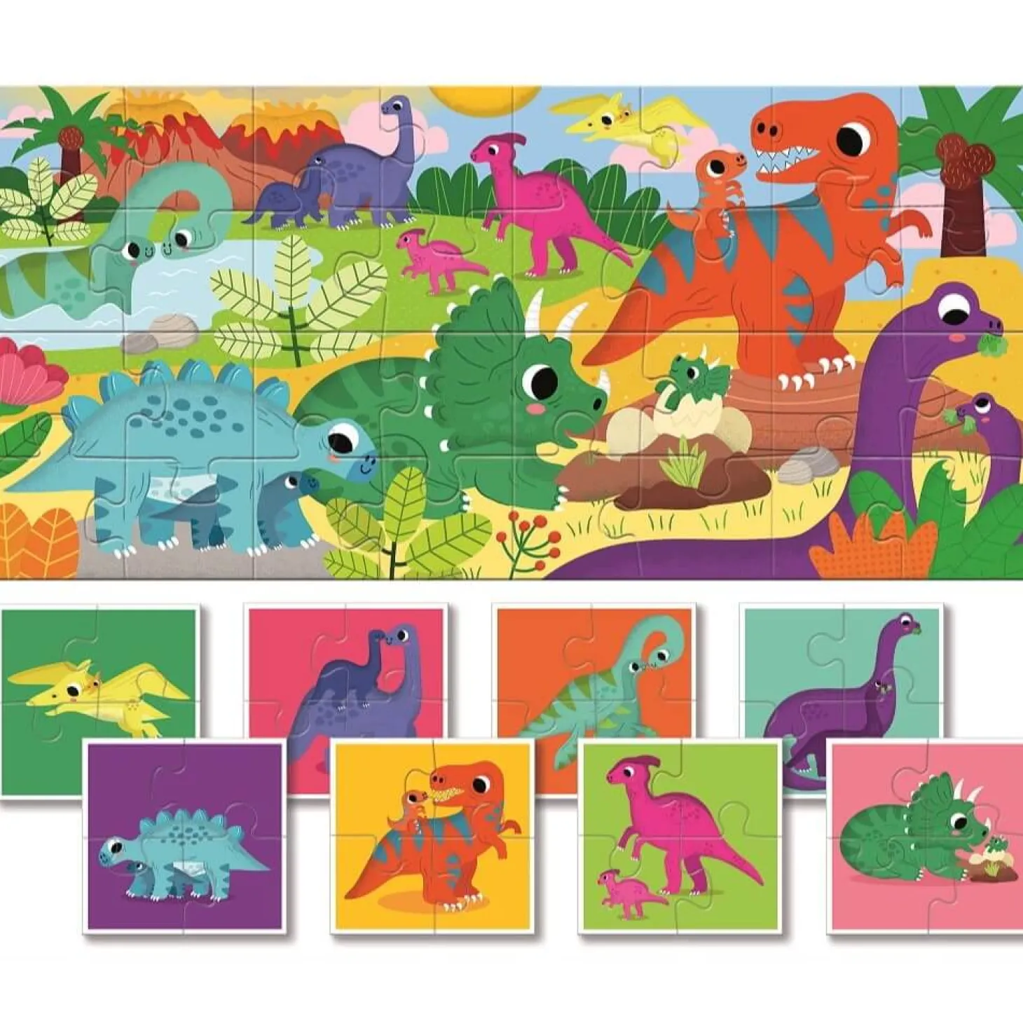 Baby puzzle - dwustronne puzzle dla najmłodszych - DINOZAURY