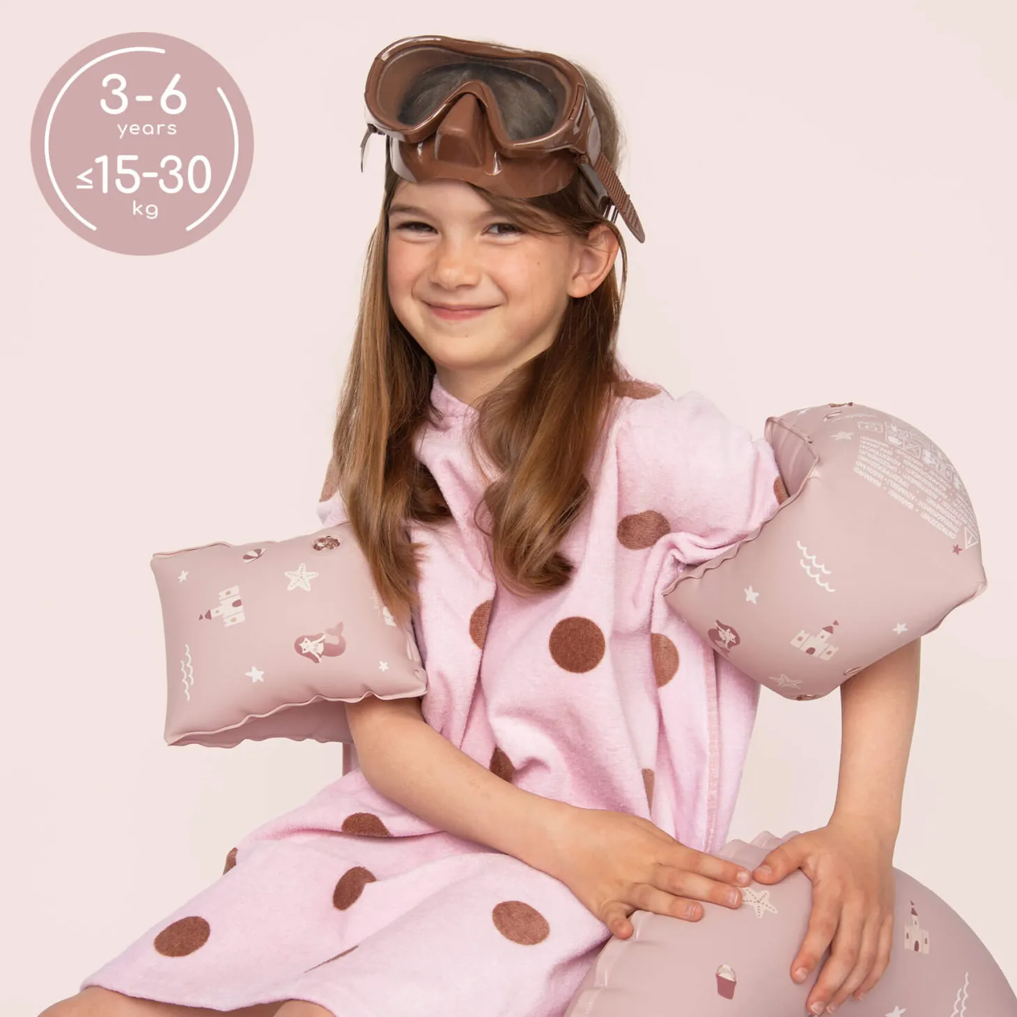 Dmuchane rękawki do pływania dla dzieci 3-6 lat (15-30 kg) - różowe