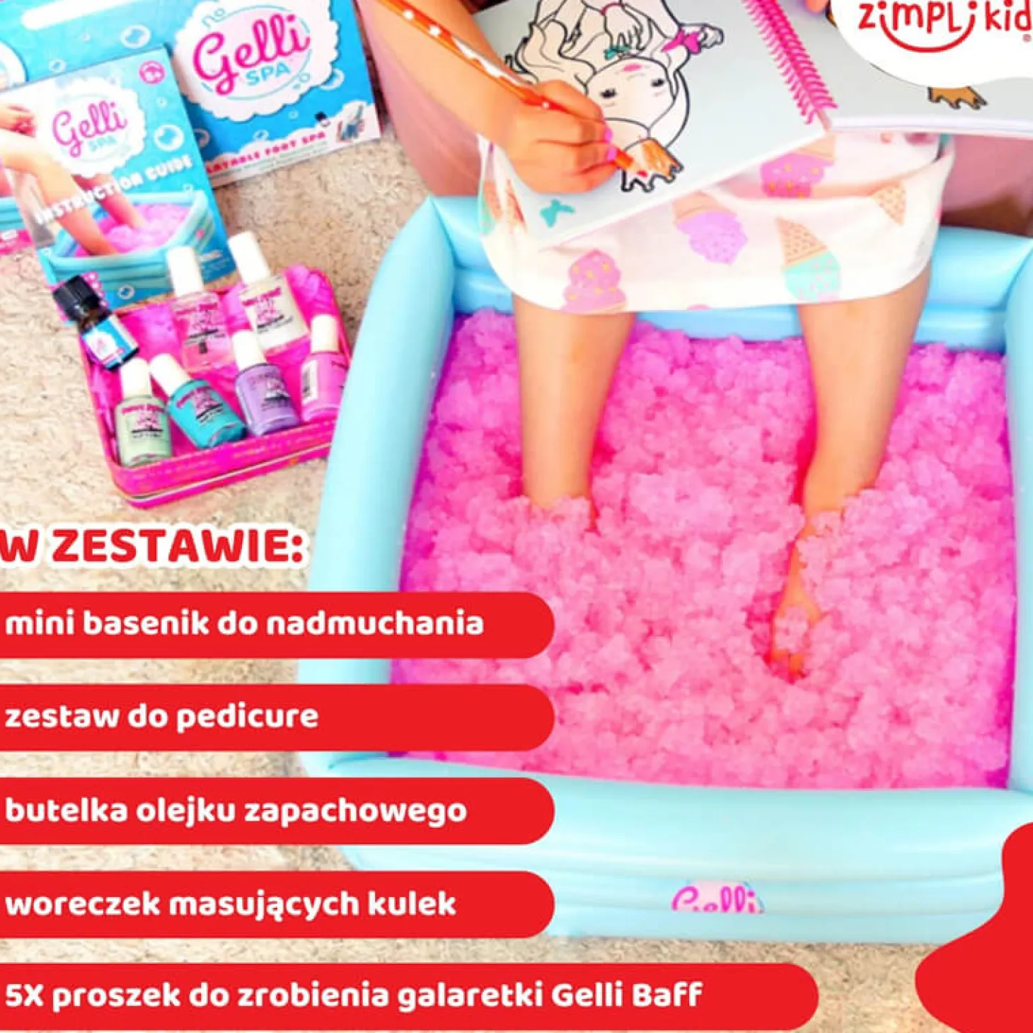 Domowe spa dla stóp z miską, przybornikiem i galaretką Gelli Spa, 5+