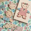 Drewniana układanka puzzle miś - dusty pink