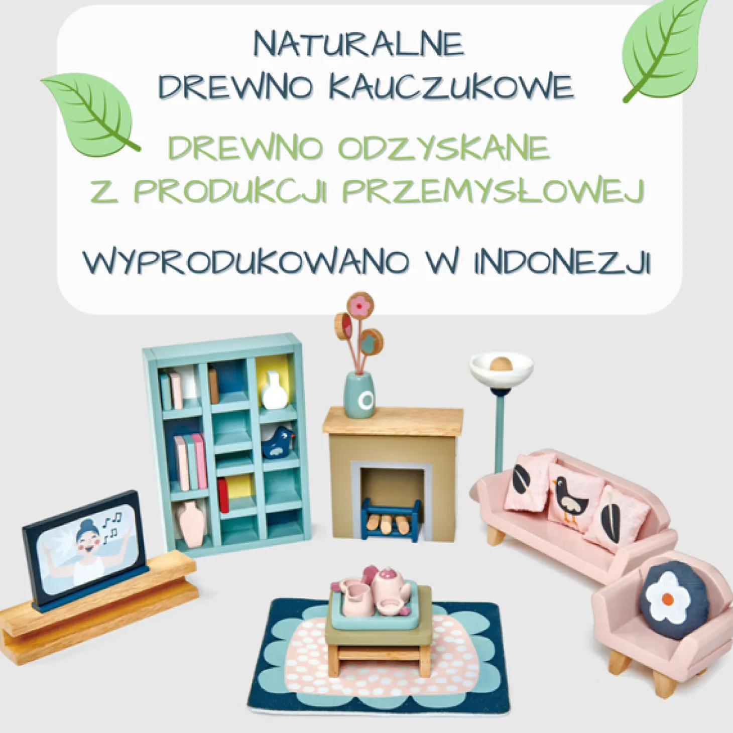 Drewniane meble do domku dla lalek - salon