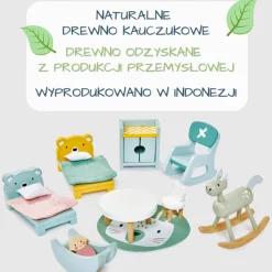Drewniane meble do domku dla lalek - pokój dziecięcy