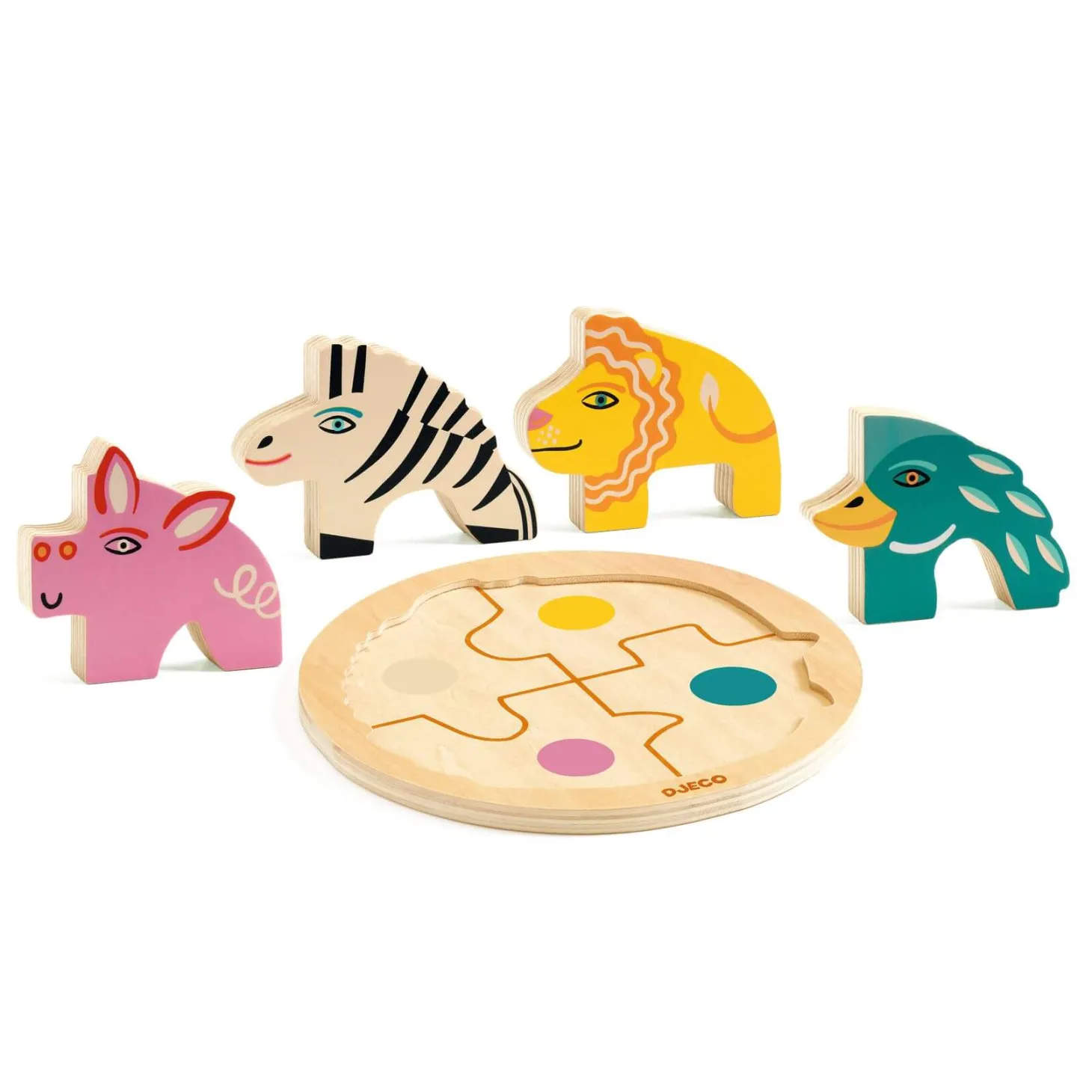 Drewniane okrągłe puzzle RONDO LEO
