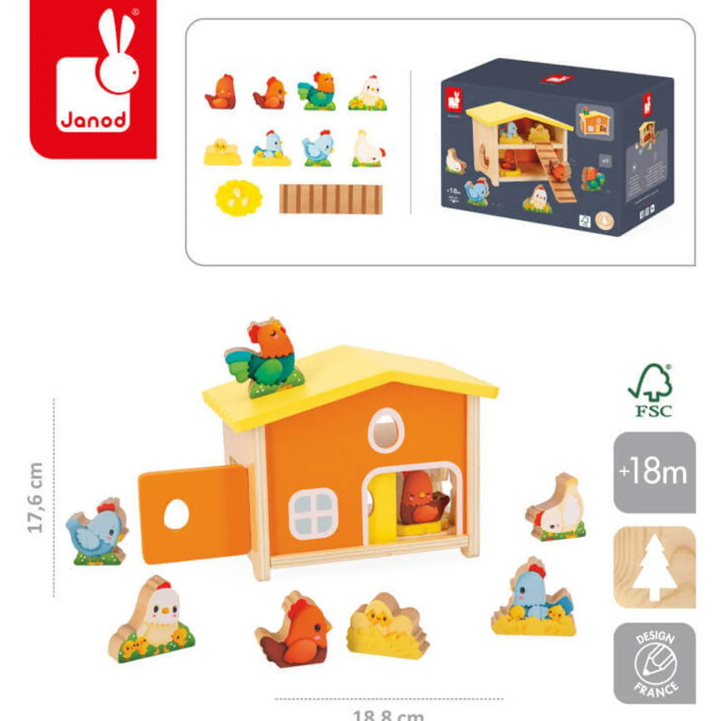 Drewniany domek Farma Mój pierwszy kurnik 18 m+