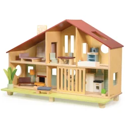Drewniany dwupiętrowy domek dla lalek Cedar Chalet
