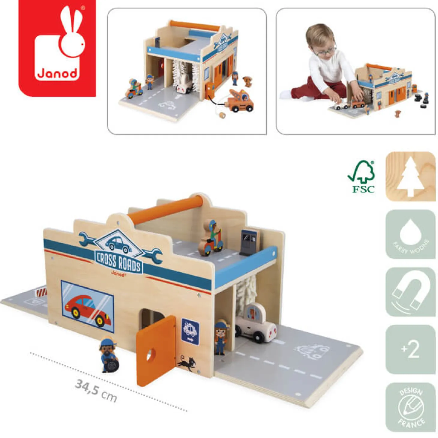 Drewniany garaż otwierany z figurkami Cross Roads 2+