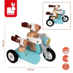 Drewniany motocykl z bocznym wózkiem w stylu retro Spirit Philip
