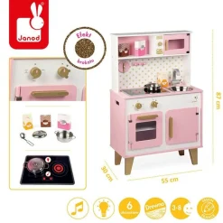 Duża kuchnia drewniana z dźwiękiem i 6 akcesoriami Candy Chic