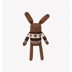 Dziergany królik z wełny alpaki - dark mocha jaquard sweater