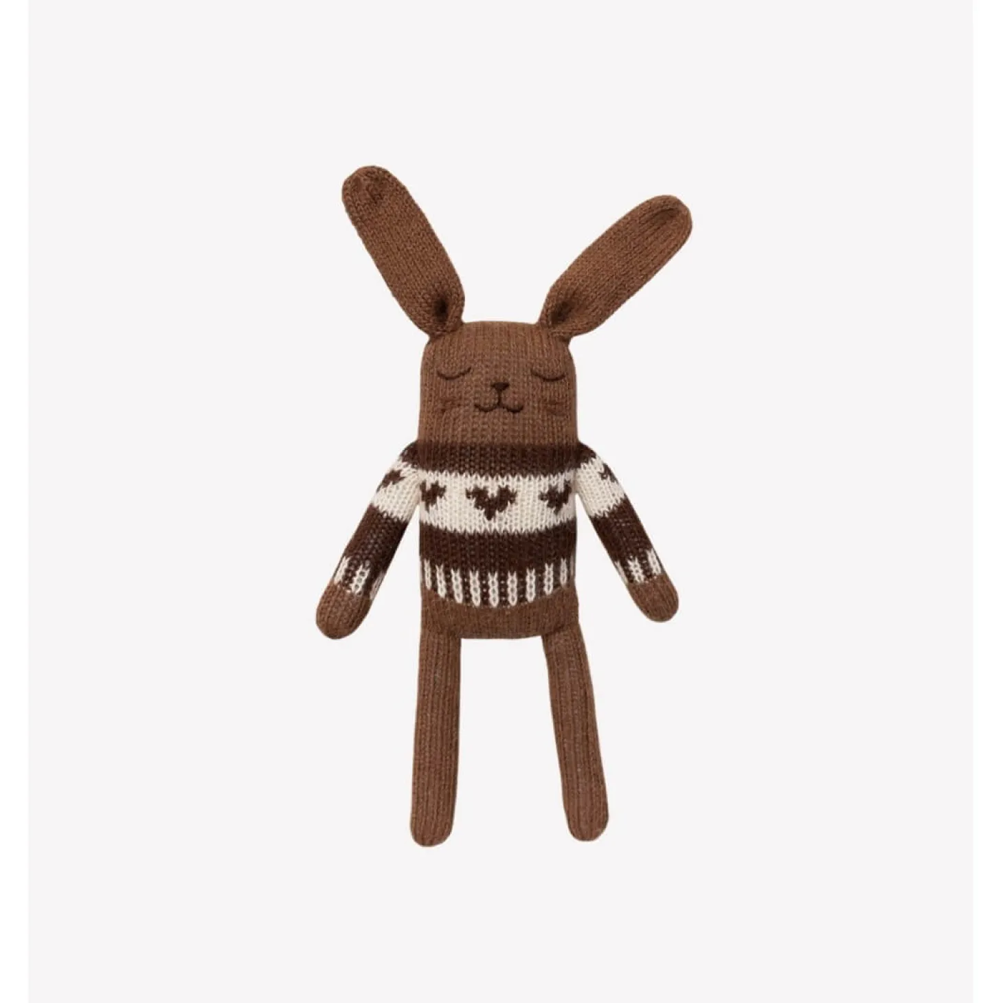 Dziergany królik z wełny alpaki - dark mocha jaquard sweater