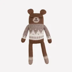 Dziergany miś z wełny alpaki - oat jacquard sweater