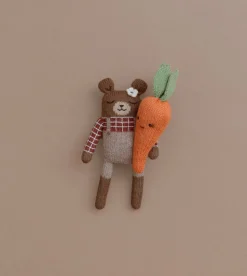 Dziergany miś z wełny alpaki - sienna plaid shirt