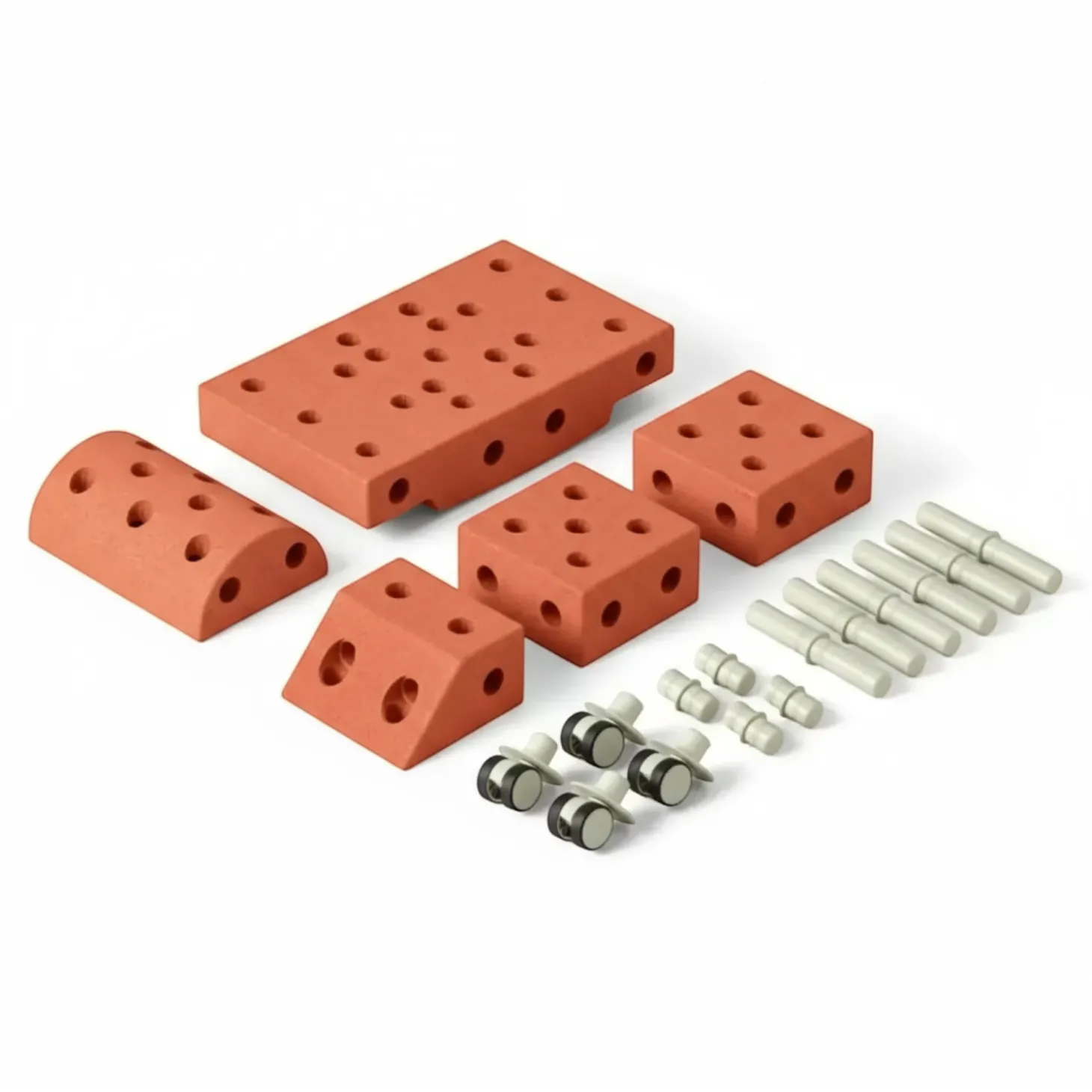Explorer set - Kreatywne klocki rozwijające motorykę dużą: Burnt Orange, Dusty Green 8w1