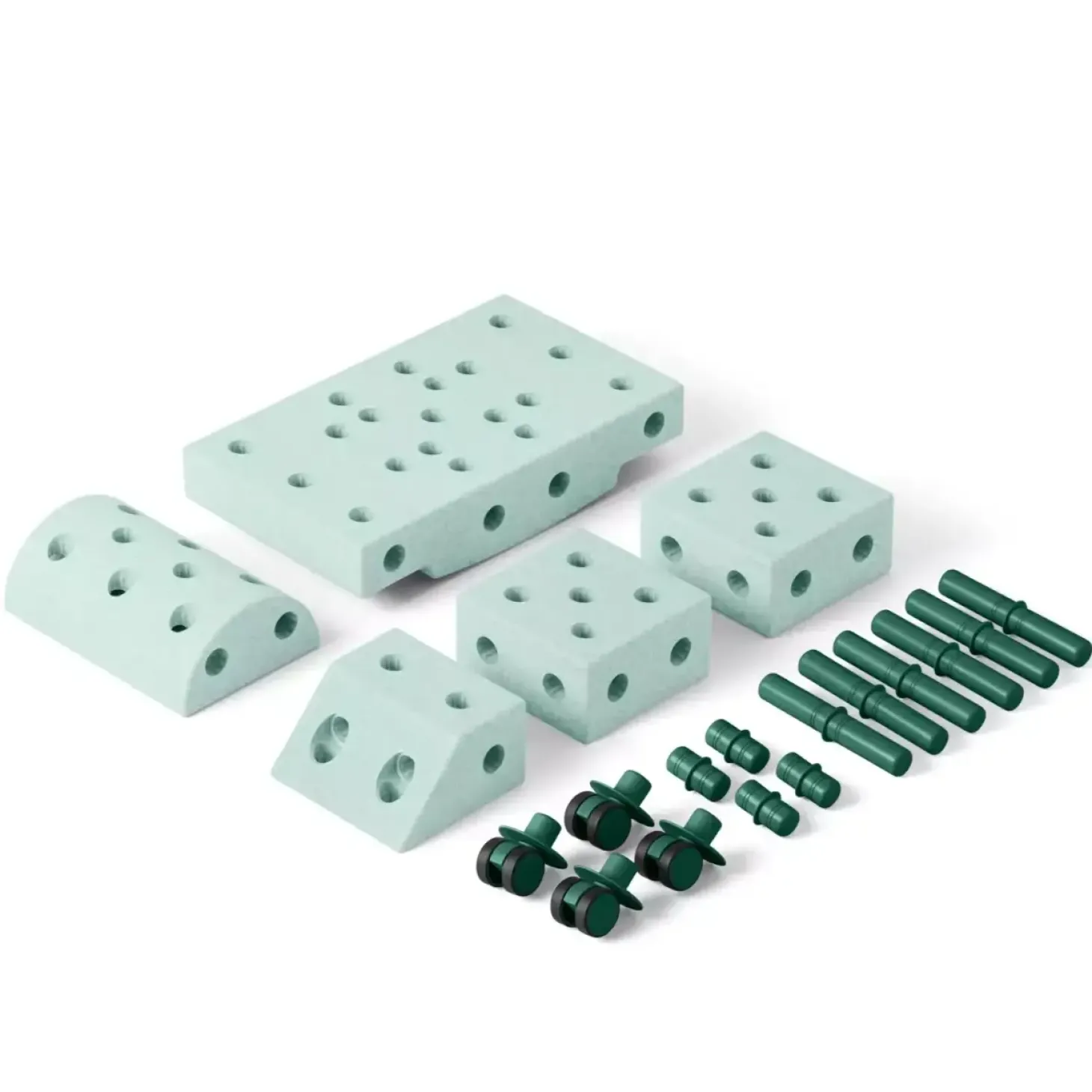 Explorer set - Kreatywne klocki rozwijające motorykę dużą: Ocean Mint, Forest Green 8w1