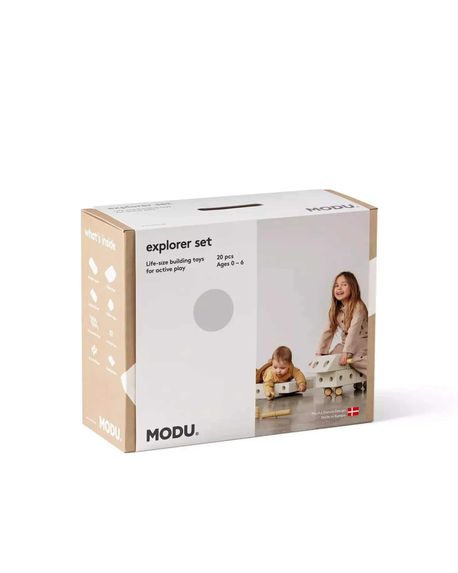 Explorer set - Kreatywne klocki rozwijające motorykę dużą: Sand Grey, Honey Yellow 8w1