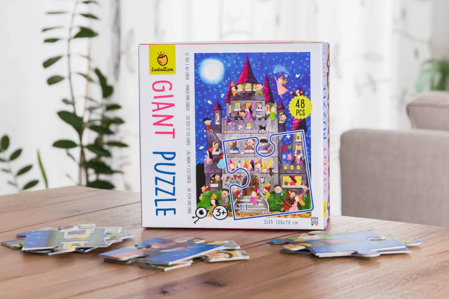 GIGANT PUZZLE – puzzle podłogowe – ZAMEK Z WRÓŻKAMI I ORKAMI