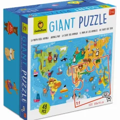GIGANT PUZZLE - puzzle podłogowe - MAPA ZWIERZĘTA ŚWIATA