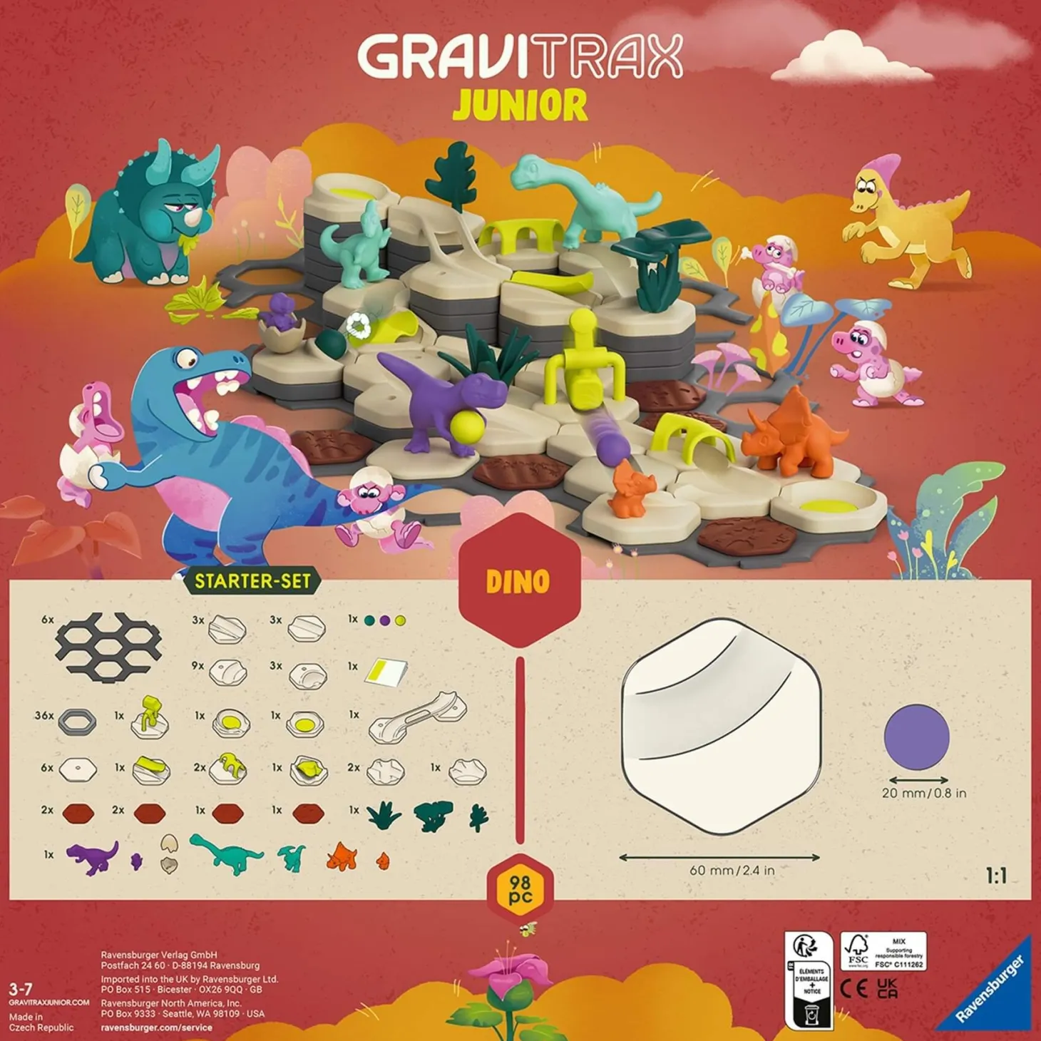 GraviTrax JUNIOR. Zestaw Startowy L - Dino, 98 el.