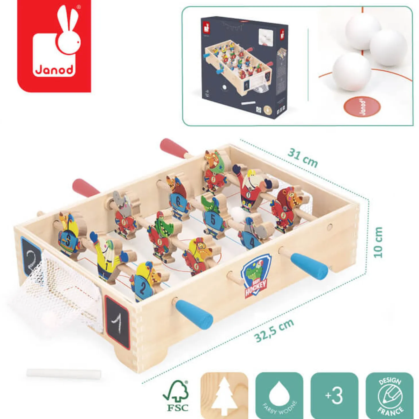 Gra zręcznościowa drewniana Mini hokej Applepop 3+