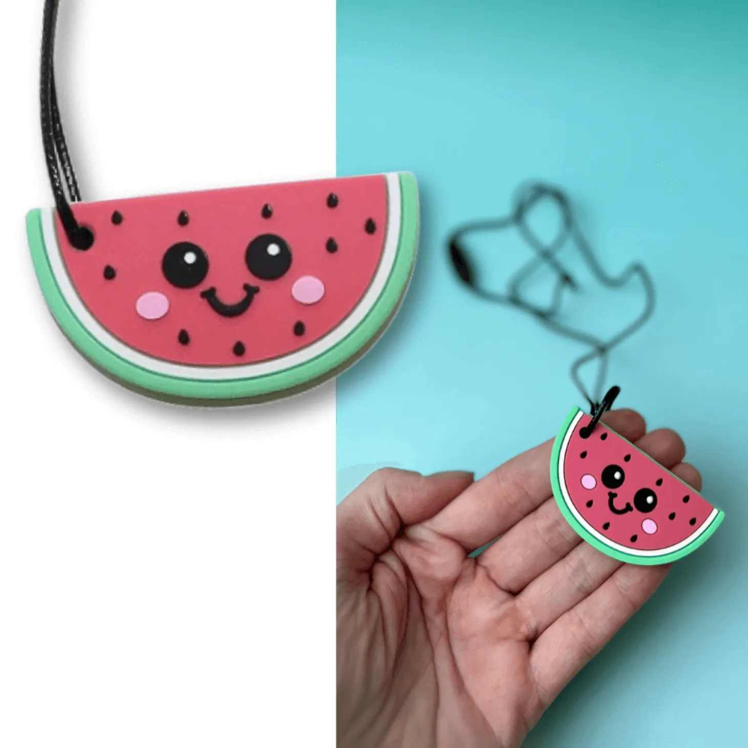 Gryzak terapeutyczny, antystresowy naszyjnik SOFT - Arbuz