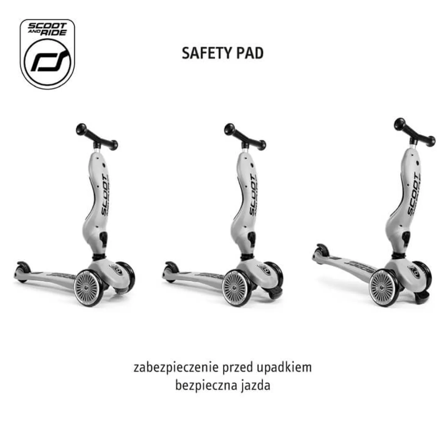 Highwaykick1 Push and Go 2w1 Jeździk i hulajnoga z rączką do prowadzenia 1-5 lat Ash
