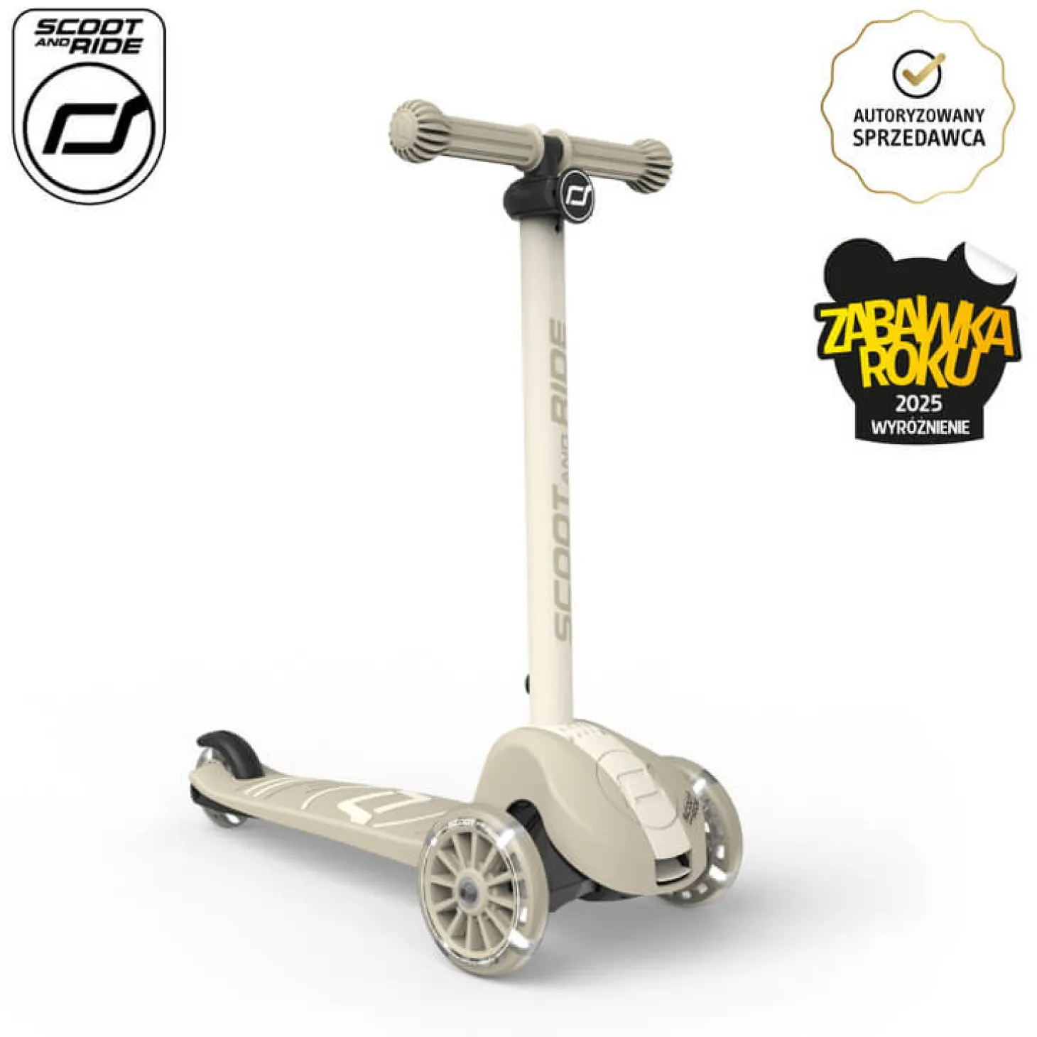 Highwaykick 3S Hulajnoga z systemem sterowania 2w1 i kółkami LED składana 3+ Ash