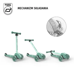 Highwaykick 3S Hulajnoga z systemem sterowania 2w1 i kółkami LED składana 3+ Forest