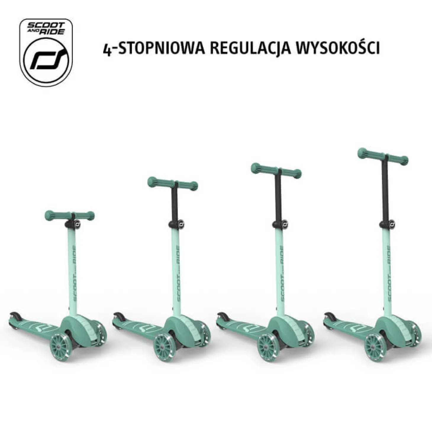 Highwaykick 3S Hulajnoga z systemem sterowania 2w1 i kółkami LED składana 3+ Forest