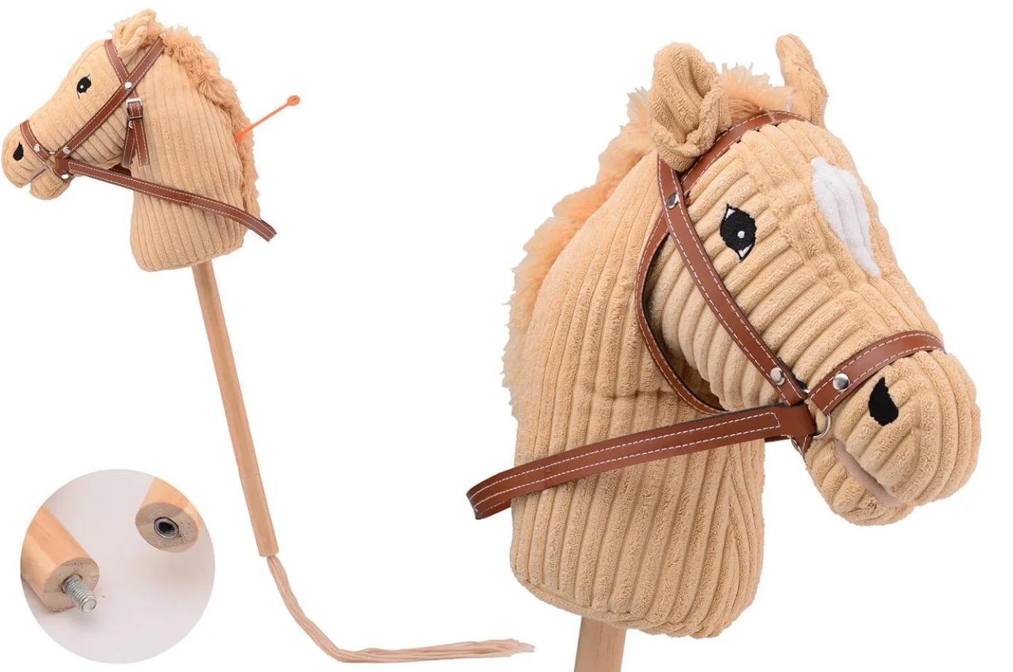 Hobby Horse z funkcją dźwiękową koń LUX na kiju 80cm Beige