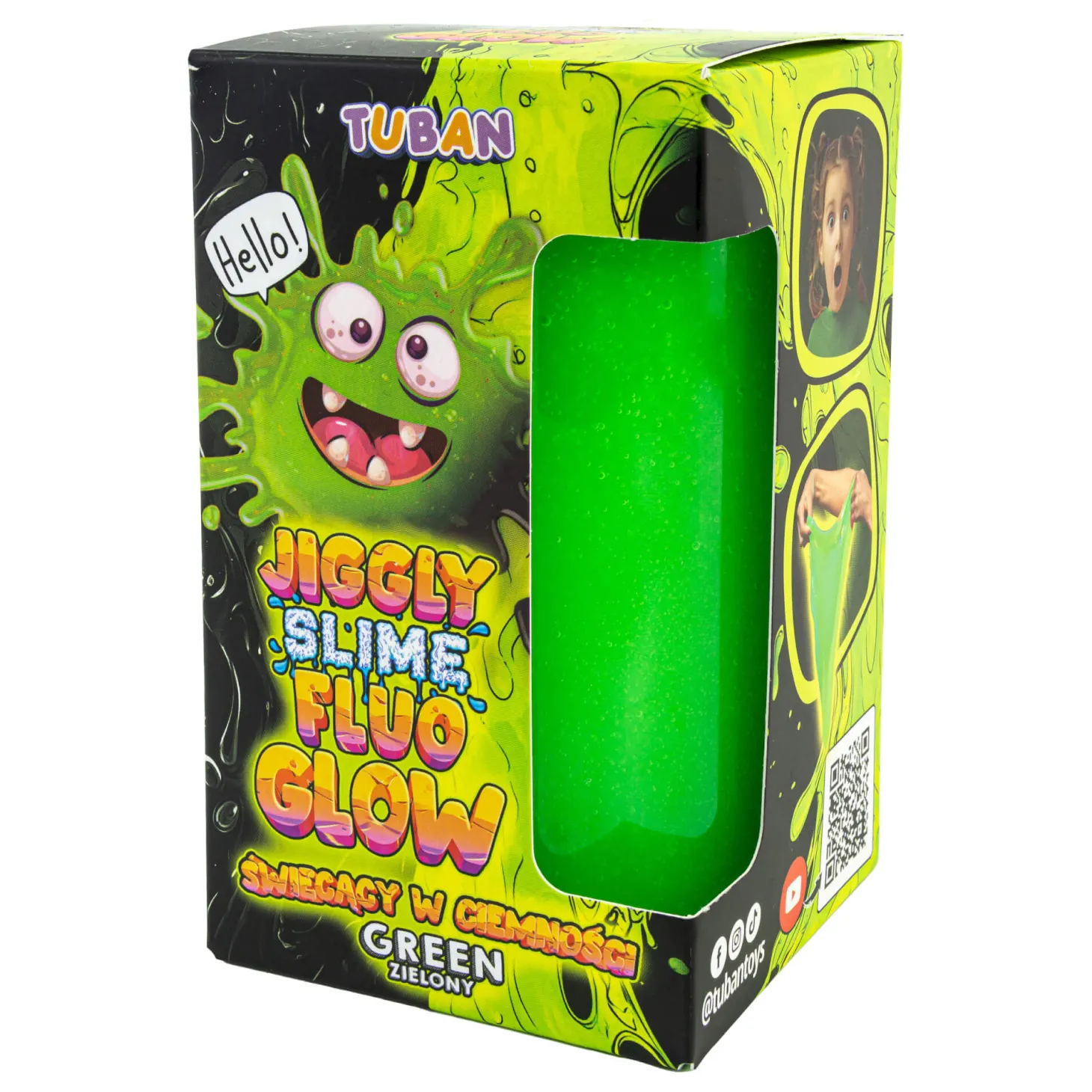 Jiggly Slime Fluo Glow - zielony, 430g