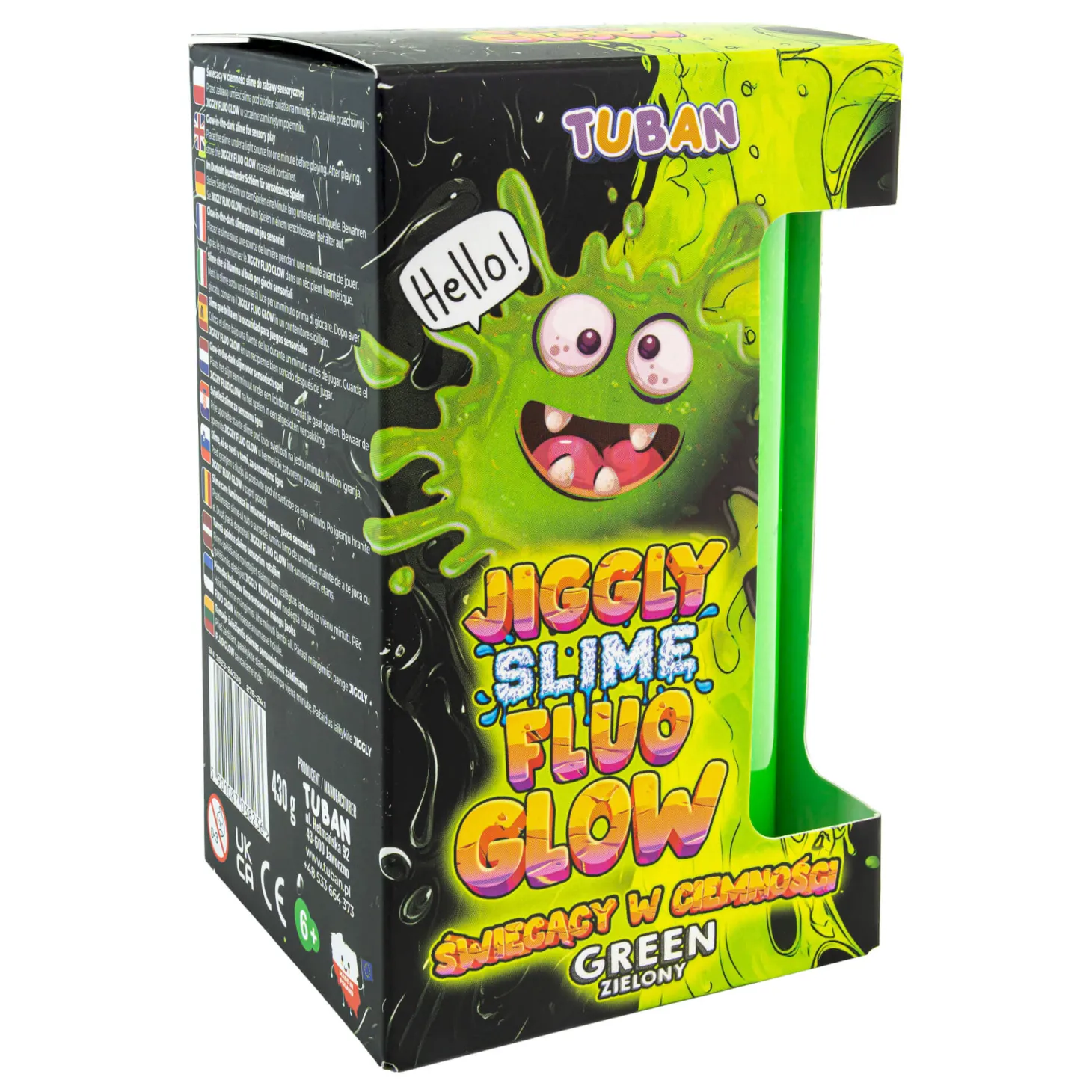 Jiggly Slime Fluo Glow - zielony, 430g