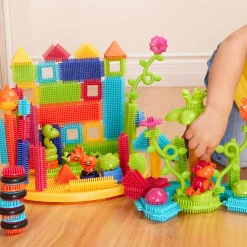Jungle Adventure Bucket - klocki jeżyki w wiadrze - zestaw DŻUNGLA, 128 elementów