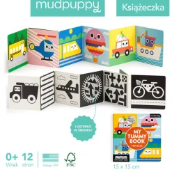 Kartonowa kontrastowa dwustronna książeczka harmonijka Pojazdy 0+