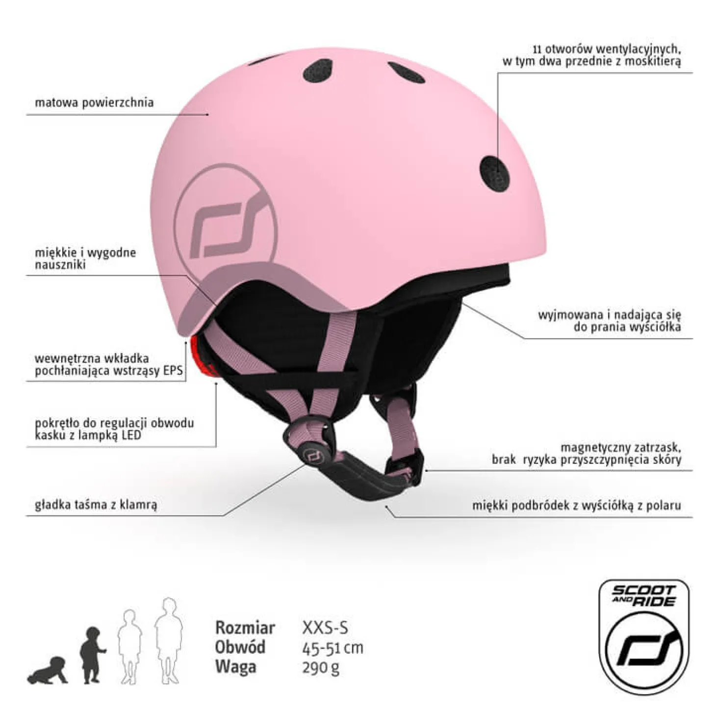 Kask narciarski zimowy XXS-S dzieci 1+ Rose