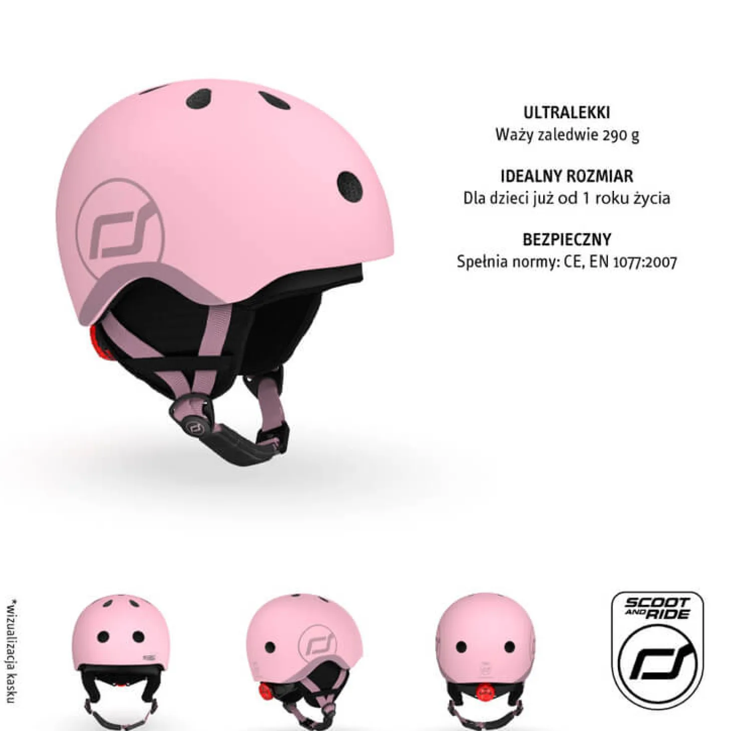 Kask narciarski zimowy XXS-S dzieci 1+ Rose