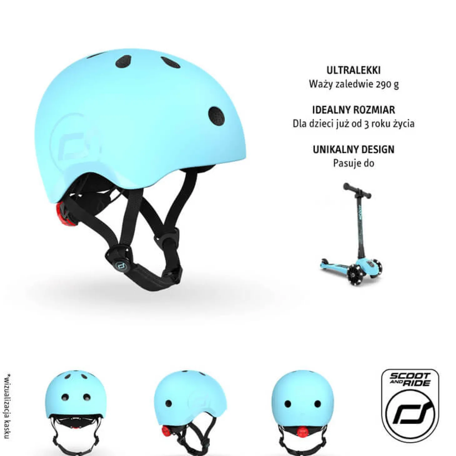 Kask S-M dla dzieci 3+ Blueberry kolekcja Icecream