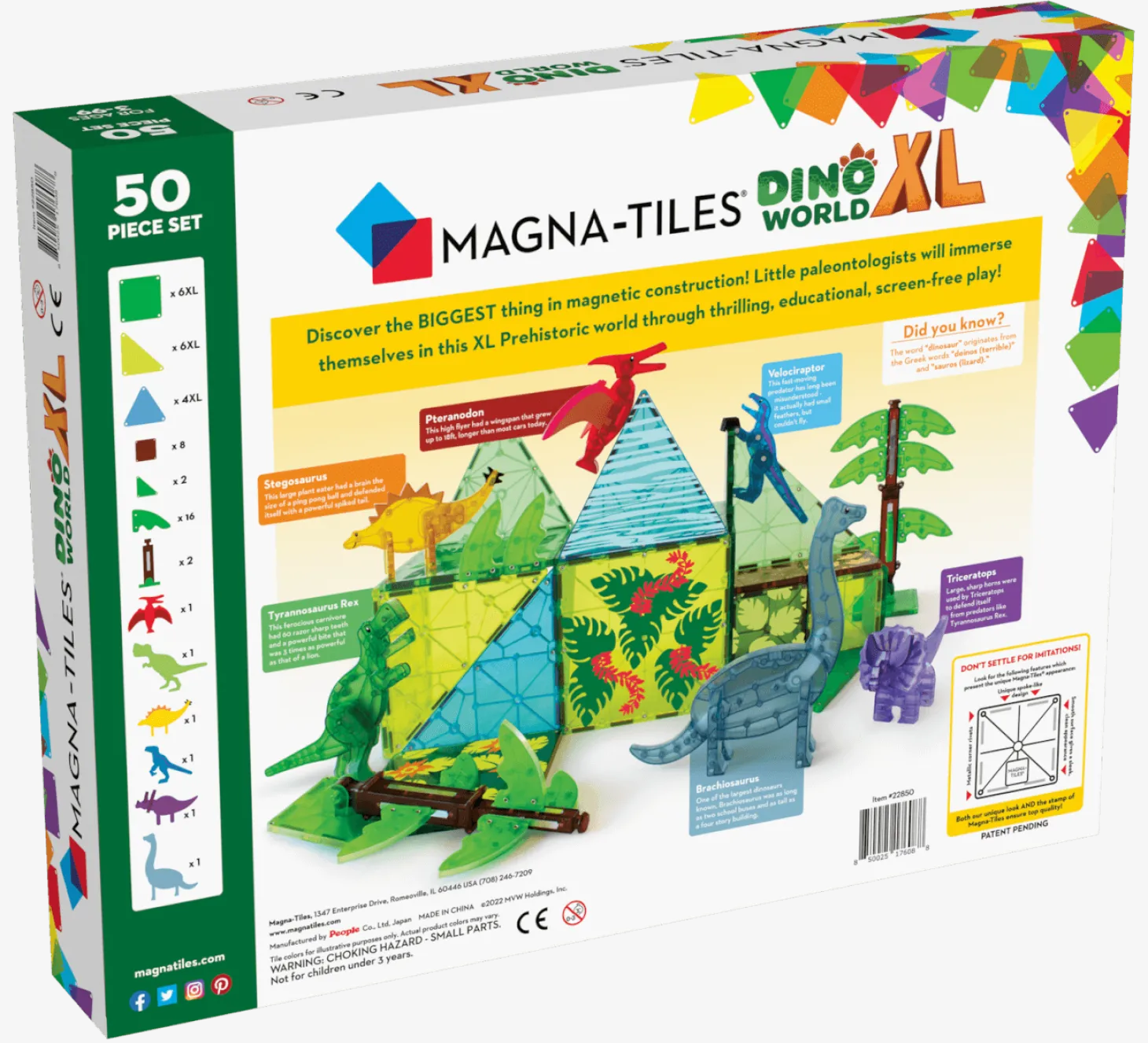 Klocki Magnetyczne Dino World XL 50 el.