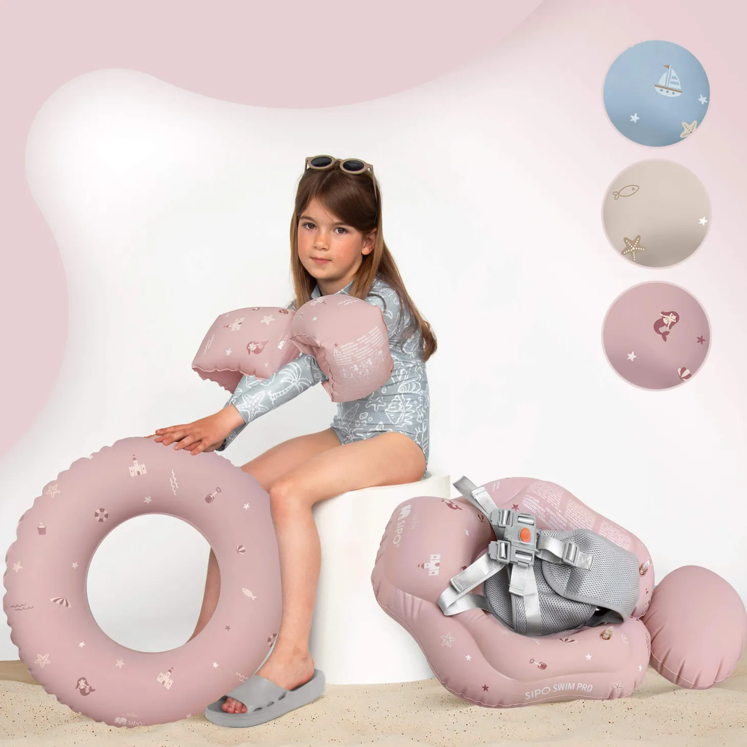 Koło treningowe do nauki pływania 6-36m (11-18 kg) - różowe