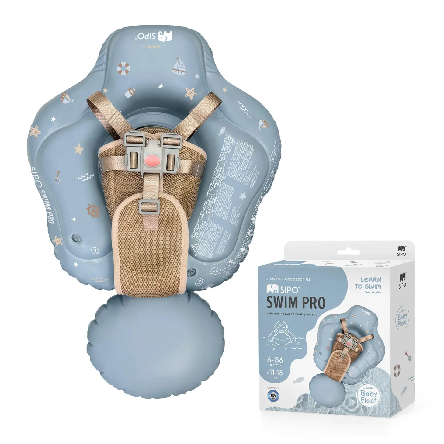 Koło treningowe do nauki pływania 6-36m (11-18 kg) - niebieskie