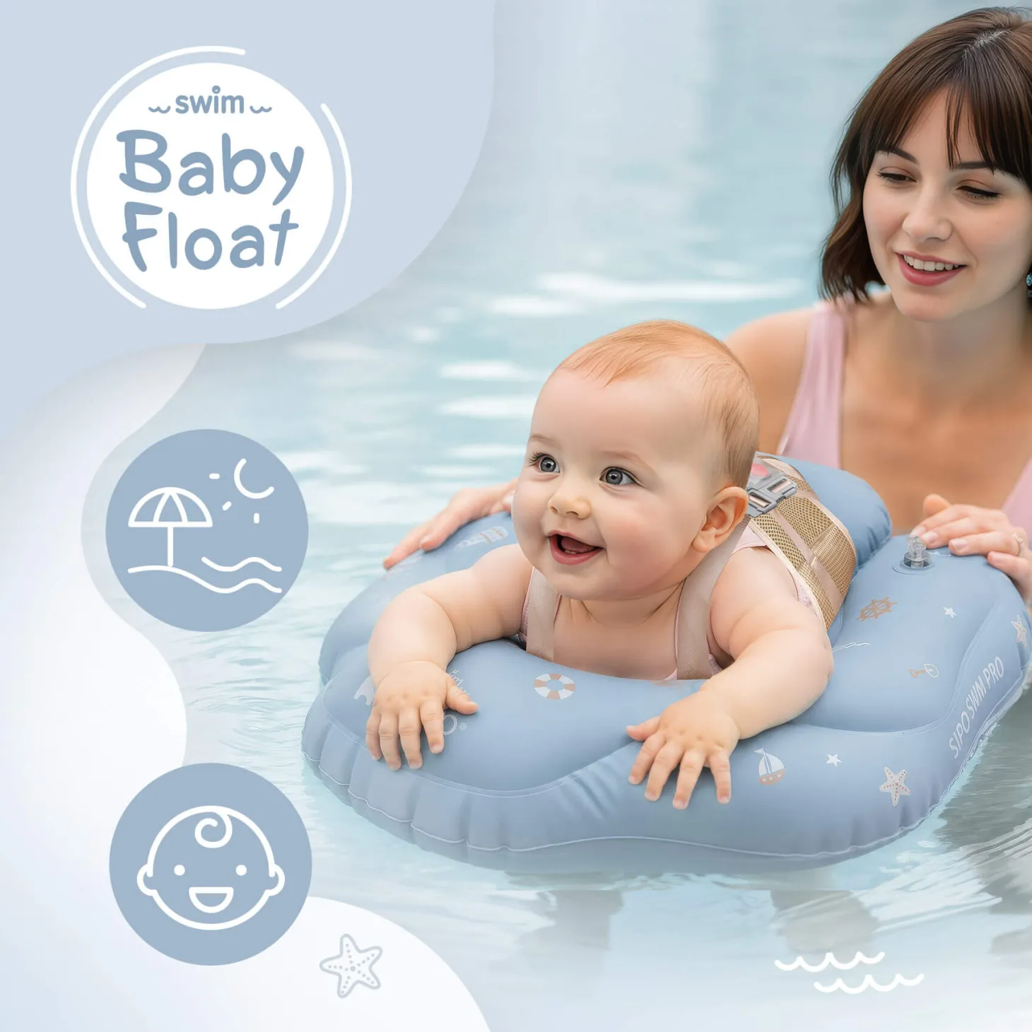Koło treningowe do nauki pływania 6-36m (11-18 kg) - niebieskie