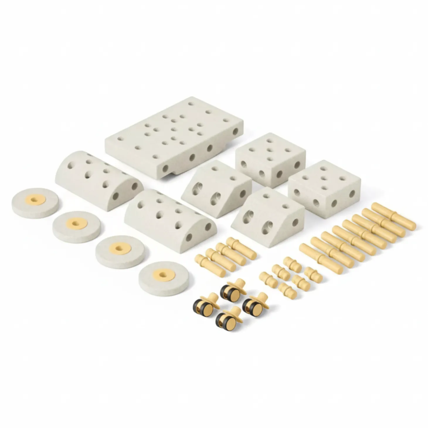 Kreatywne klocki rozwijające motorykę dużą, Dreamer kit 12 in 1 - Sand Grey, Honey Yellow