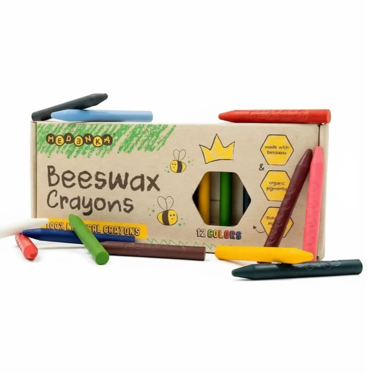 Kredki Medenka CLASSIC z wosku pszczelego 3+, 100% naturalne
