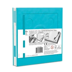Kwadratowy notatnik LEGO® z długopisem - błękitny