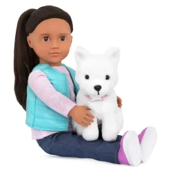 Lalka CASSIE 46cm – ze szczeniakiem rasy Samoyed