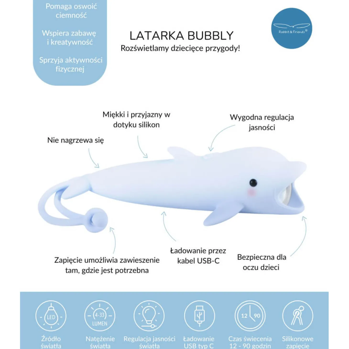 Latarka Delfin BUBBLY