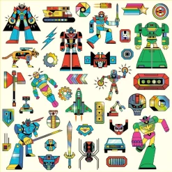 Metaliczne naklejki ROBOTY